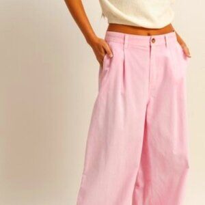 Zara Pink Modal High-Wasted Trousers (S)